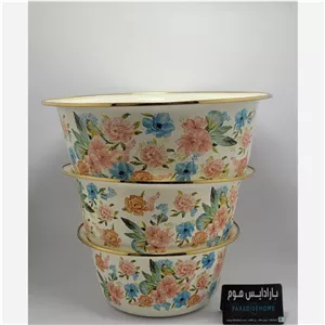 لگن لگن های سه تیکه لعابی محصول درجه یک وارداتی گل مریم ولاله