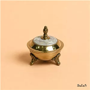 قندان برنج و صدف پایه دار