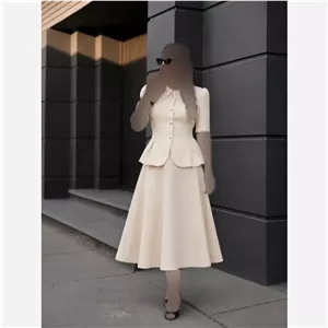 ست کت و دامن زنانه لینن مدل ایووری شیک و مینیمال