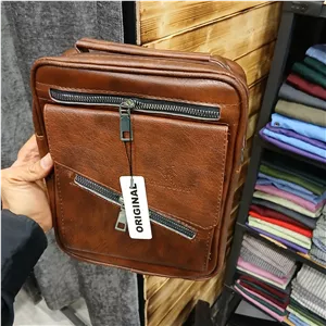 کیف دوشی مردانه چرم مصنوعی طرح David Jones ابعاد 26 در 20 سانتیمتر