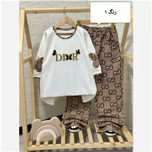 ست تیشرت و شلوار دخترانه طرح Dior مناسب نوجوان 8 تا 18 سال