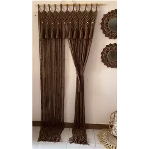 پرده مکرومه طرح لوزی منگوله دار رنگ قابل تغییر ابعاد دلخواه شکا کدسفارش1955