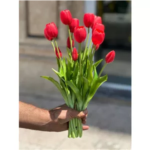 لاله مصنوعی لاتکس قرمز 5بازو(3گل و 2غنچه)