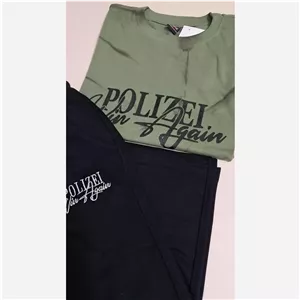 ست تیشرت و شلوارک پسرانه طرح polizei جنس پنبه لاکرا و دورس
