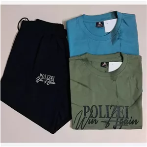 ست تیشرت و شلوارک پسرانه طرح polizei جنس پنبه لاکرا و دورس