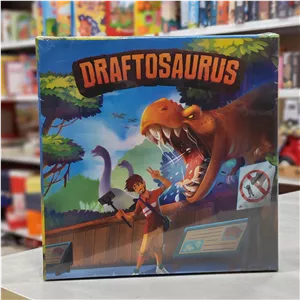 بازی فکری درافتاسوروس Draftosaurus نسخه فارسی با فیگورهای چوبی دایناسور