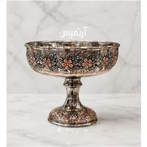 بستنی خوری مسی تنقلات خوری مسی پایه دار گلبرگ الماس تراش