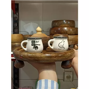 سینی و رایزر چوب گردو پایه دار 