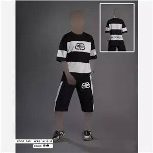 ست تیشرت و شلوارک پنبه دورس نوجوان و جوان قواره بزرگ و آزاد