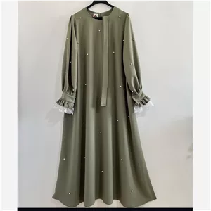 عبا مرواریدی سبز ماچا و نسکافه ای 