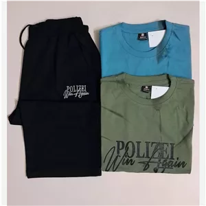 ست تیشرت و شلوارک پسرانه طرح polizei جنس پنبه لاکرا و دورس
