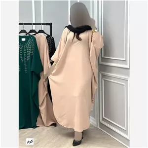 عبا زنانه مجلسی مدل خوشه ای جنس الیزه سایز 38 تا 54 رنگ یشمی و کرم