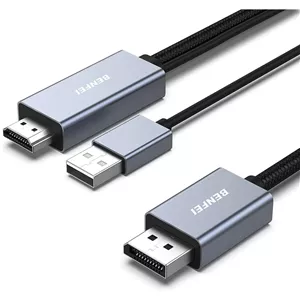 کابلHDMI به DisplayPort منبع HDMI به مانیتور DisplayPort سازگار با کارت گرافیک کامپیوتر لپ تاپXbox PS on 360برند بنفی
