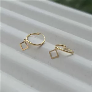 گوشواره طلا حلقه ای آویز طرح لوزی 