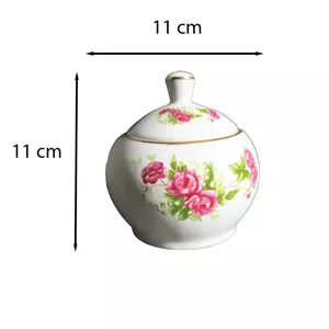 قندان چینی تقدیس گلسرخی لب طلا
