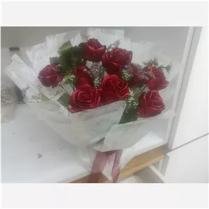 دسته گل مصنوعی روبان مجلسی شیک کادو پیچ
