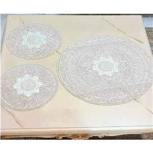 رومیزی3تیکه دانتل گردطرح ستاره