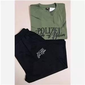 ست تیشرت و شلوارک پسرانه طرح polizei جنس پنبه لاکرا و دورس