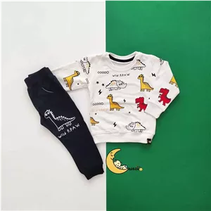 ست بلوز و شلوار پسرانه دورس طرح دایناسور مناسب 2 تا 8 سال