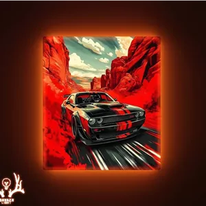 تابلو بک لایت Dodge Challenger مشکی و قرمز
