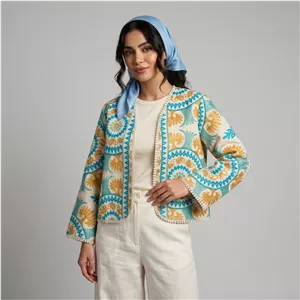 کت تک زنانه مدل لینن سوزندوزی هندی کد OM1640