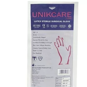دستکش جراحی لاتکس کم پودر یونیکر سایز 8.0 UNIKCARE