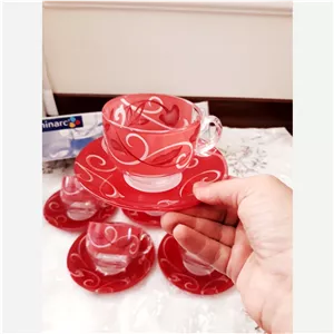6فنجان 6نلبکی لومینارک اصل فرانسه بوتیک قرمز 