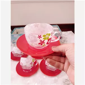 6فنجان 6نلبکی لومینارک گل سرخی اصل فرانسه 