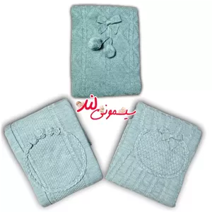 پتو نوزاد دور پیچ نوزادی بافت کلاه دار طوسی Minel