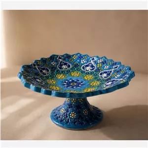 شیرینی خوری پایه دار آبی میناکاری 