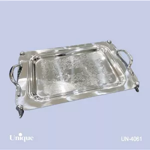 سینی براق استیل یونیک Unique پایه دار بزرگ کد UN-4061 (پس کرایه)