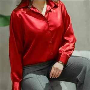 شومیز ساتن قرمز شومیز شیک شومیز ساده 