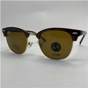 عینک ریبن rayban کلاب مستر شیشه سنگ قهوه ای طلایی با پک کامل ریبن RB 3016