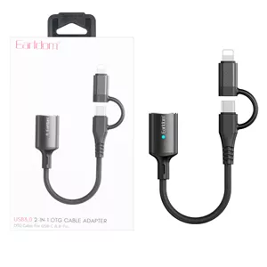 تبدیل Earldom OTG Type-C &amp  Lightning TO USB3.0 مدل OT109CL - مشکی