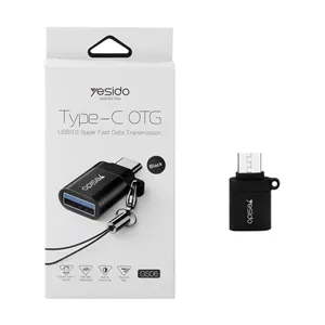 تبدیل yesido OTG Type-C مدل GS06 مشکی (گارانتی 18 ماه تعویض نیکان همراه)