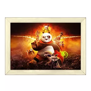 تابلو خندالو طرح پاندا کونگ فو کار کد FH2079 فریم بژ