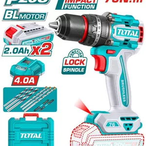 دریل شارژی چکشی توتال TIDLI20768 براشلس 76 نیوتن متر