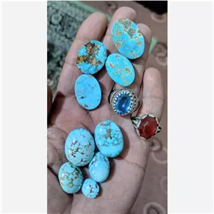 پک 9 عددی فیروزه نیشابور کاملا طبیعی و معدنی ، کیفیت درجه 1 ، ابی خوشرنگ ، سبز آبی