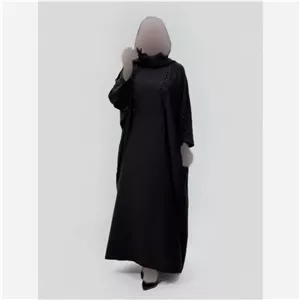 عبا مجلسی مشکی زنانه مدل دست دوزی جنس الیزه سایز فری