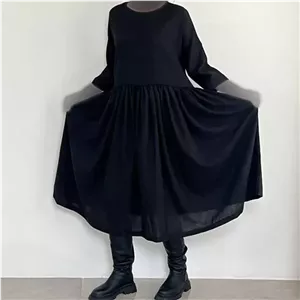 پیراهن زنانه لینن دامن چین کد 1069 خنک و نخی مناسب بهار و تابستان سایز 38 تا 46