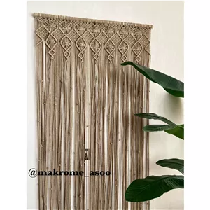 پرده مکرومه طرح لوزی رنگ نسکافخ ای ابعاد قابل تغییر کد سفارش4511