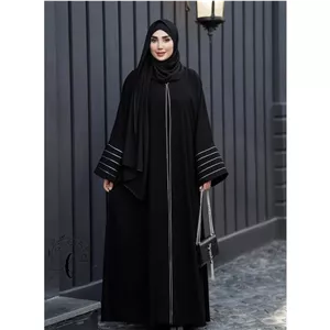 مانتو عبایی حریر اسود مغزی دوزی