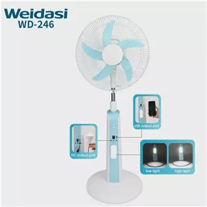 پنکه شارژی ایستاده 16 اینچی ویداسی مدل WD-246 Rechargeable Standing Fan ریموت کنترل، چراغ LED و باتری داخلی
