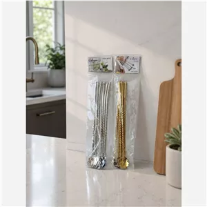 نی شربت نقره ای و طلایی رنگ ثابت 