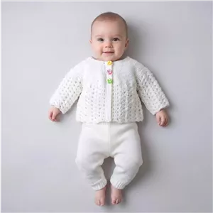 ژاکت نوزادی دخترانه سایز 0 تا 3 ماه دستبافت