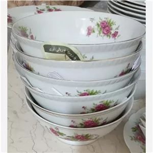 کاسه چینی گلسرخی دوطرف گل ژاپنی