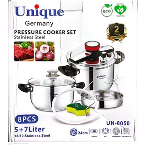 زودپز دوقلو یونیک مدل UN-8050 اصلی 5+7 لیتری استیل 18 10