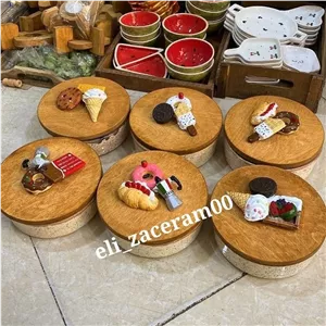 ظرف کندی گرد تنقلات سرامیکی فانتزی برجسته 