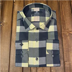 پیراهن guess رنگ لیمویی چهارخانه پارچه تایلندی کد 736
