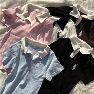 پولوشرت زنانه یقه پولو گلدوزی دار اسپرت تابستانی در رنگ بندی جذاب 